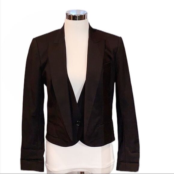 Robert Rodriguez Built in Vest Blazer Jacket in Black Size 8 - Picture 1 of 6